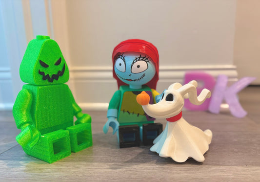 3D Printed Sally, Zero, & Oogie Boogie Brick-Style Figures – Spooky Holiday Duo | Jack is COMING SOON!