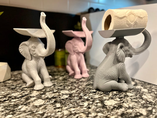 Elephant Toilet Paper Holder: Cute Bathroom Decor for Regular & Jumbo Rolls in Multiple Colors | 3D printed