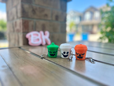 Spooky 3D Printed Halloween Boo Bucket Keychain Clickers - Trick-or-Treat Accessory Set