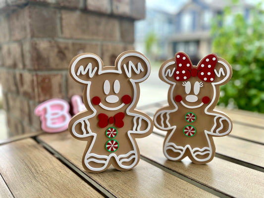 Minnie and Mickey-Inspired Gingerbread Couple 3D Printed Figurines - Holiday Decor