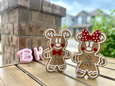 Minnie and Mickey-Inspired Gingerbread Couple 3D Printed Figurines - Holiday Decor