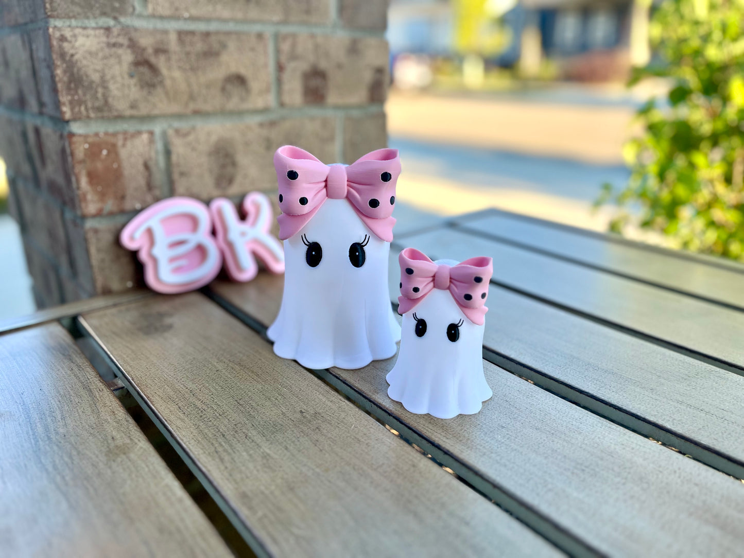 Customizable 3D Printed Halloween Girly Ghost Tea Light Holder with Bow