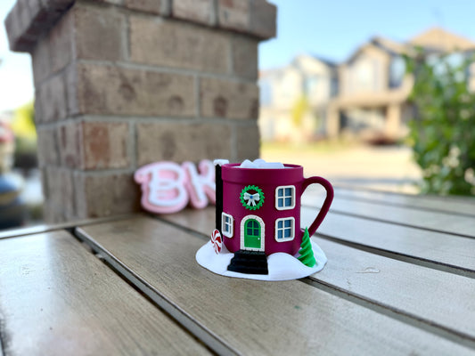 3D Printed Christmas Village Fairy House: Cozy Hot Cocoa Cottage Decoration for Holiday Displays