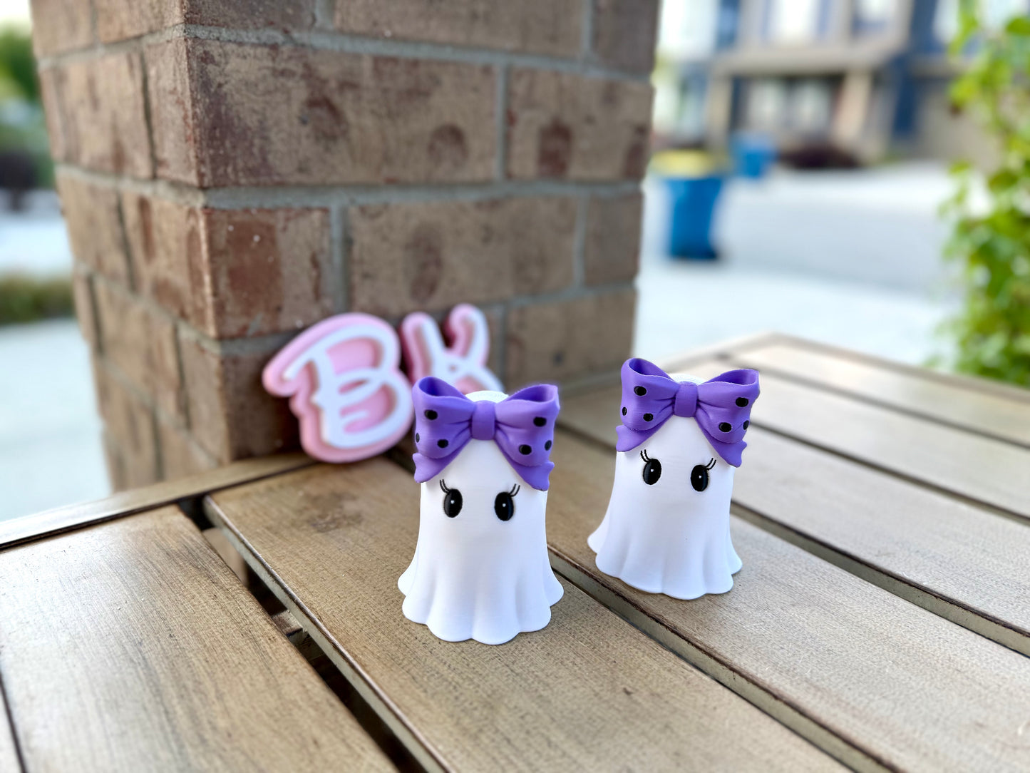 Customizable 3D Printed Halloween Girly Ghost Tea Light Holder with Bow