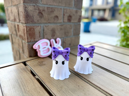 Customizable 3D Printed Halloween Girly Ghost Tea Light Holder with Bow