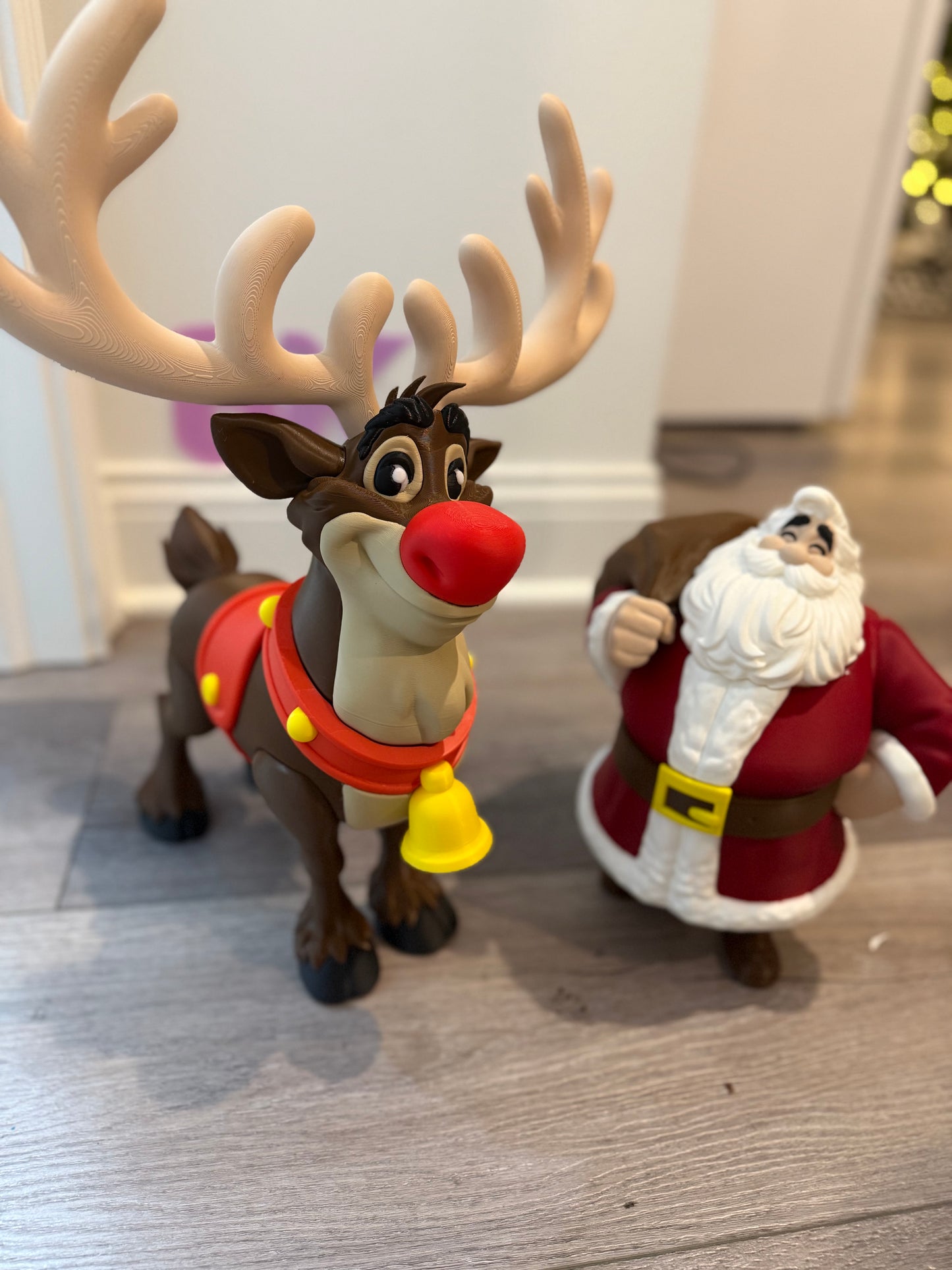 Oversized 3D Printed Red-Nosed Reindeer Holiday Display (18")