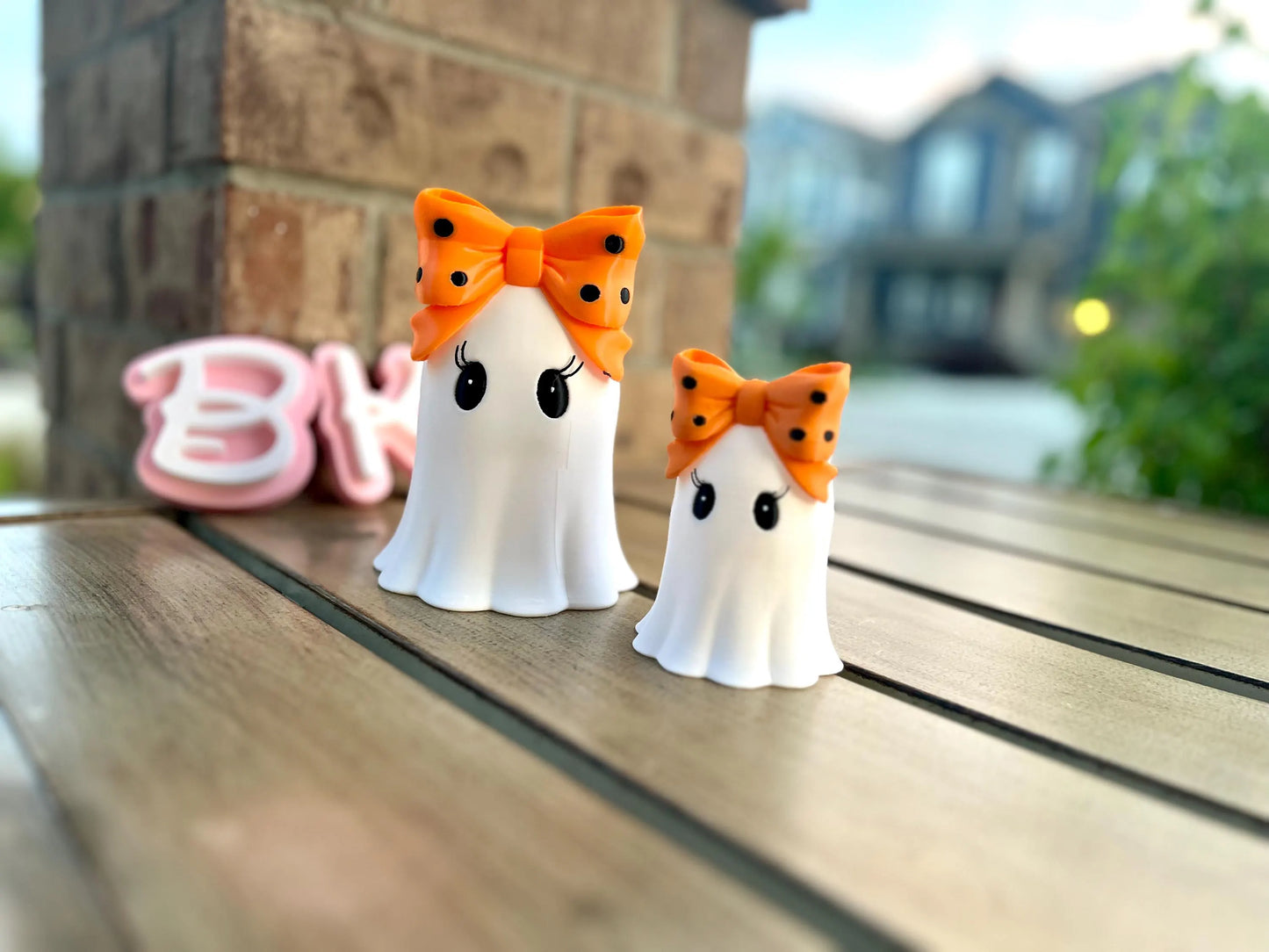 Customizable 3D Printed Halloween Girly Ghost Tea Light Holder with Bow