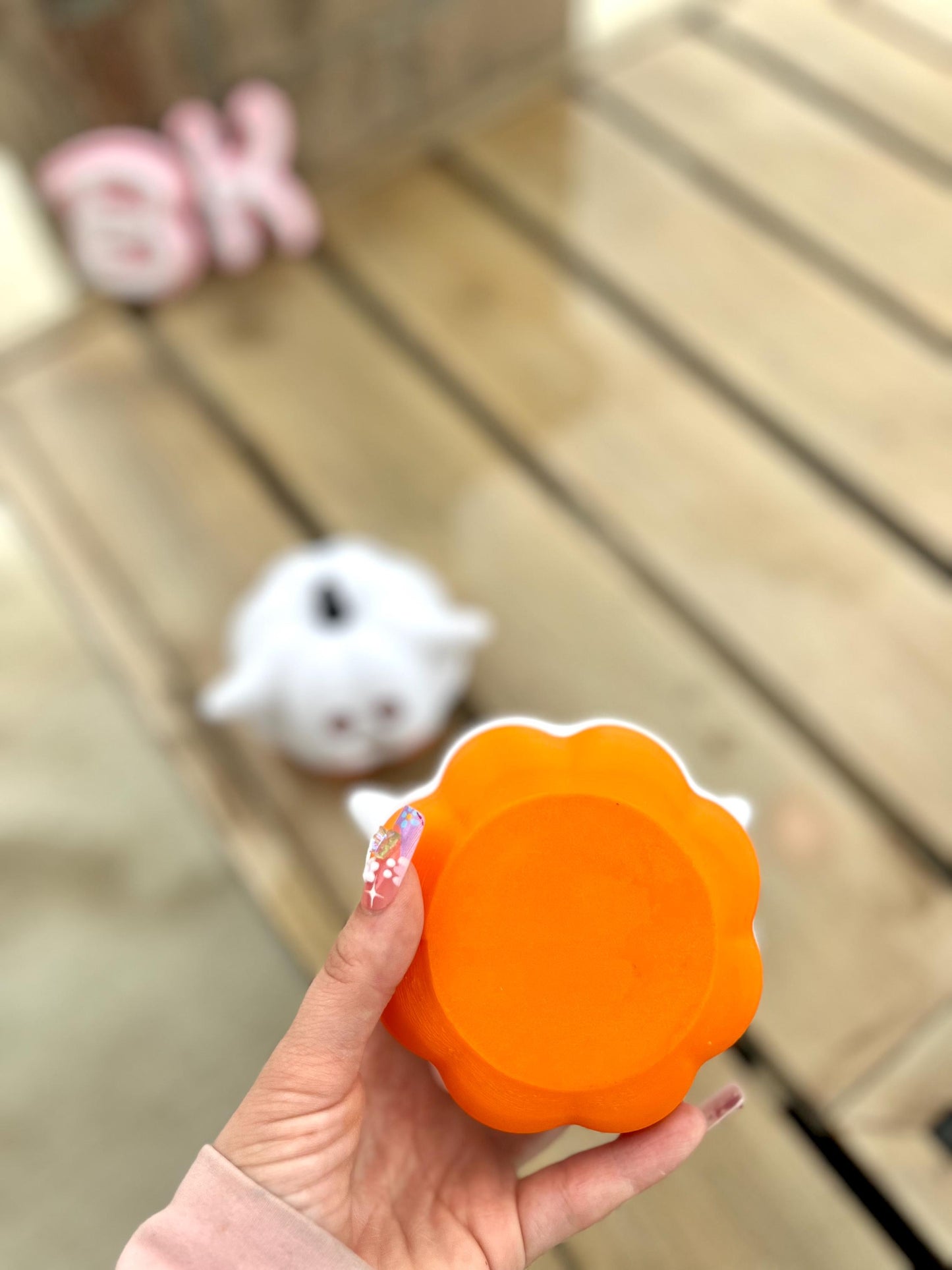 3D Printed Ghost Pumpkin Tea Light Holder: Spooky Halloween Decor | Light Included