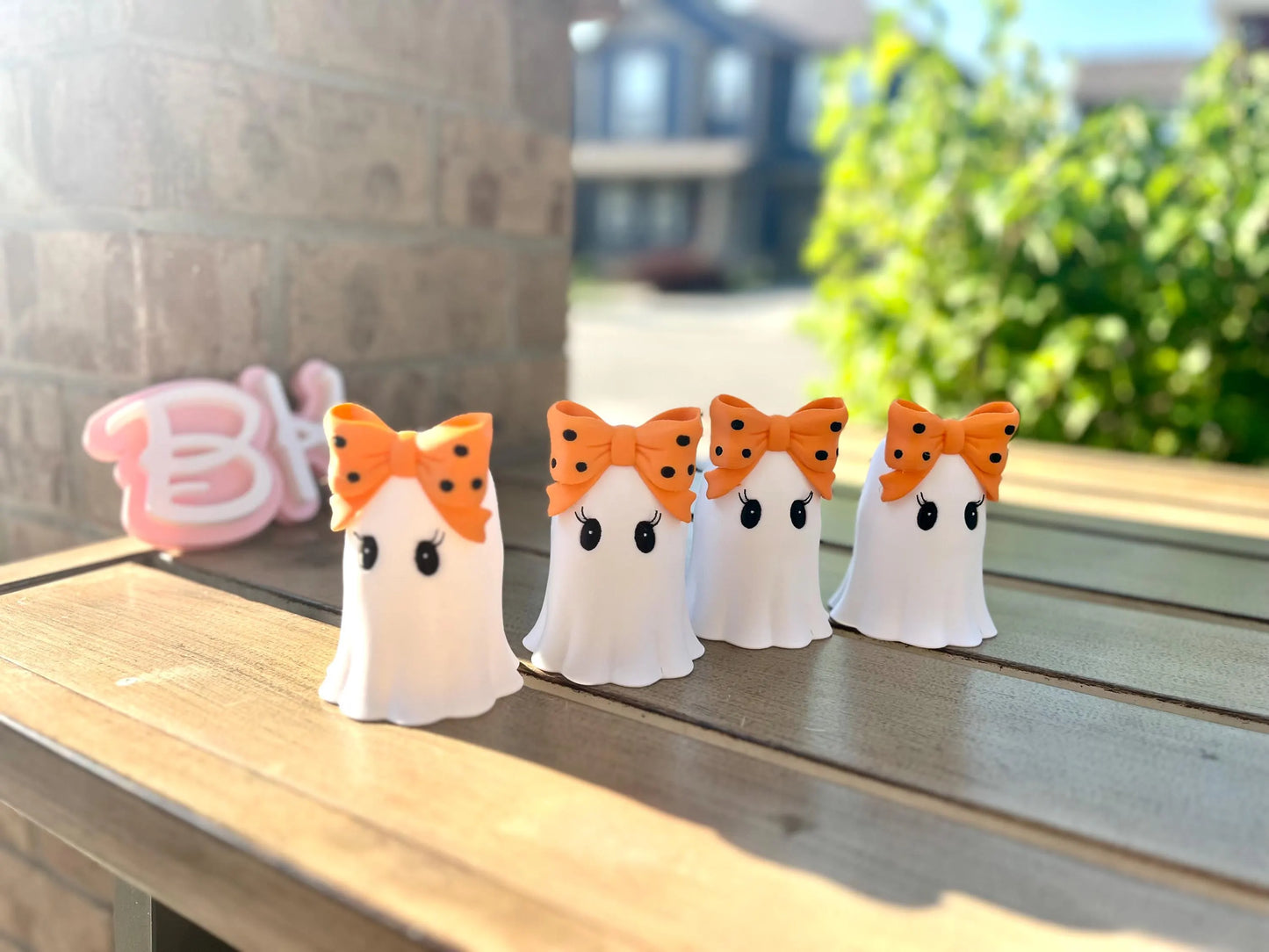Customizable 3D Printed Halloween Girly Ghost Tea Light Holder with Bow