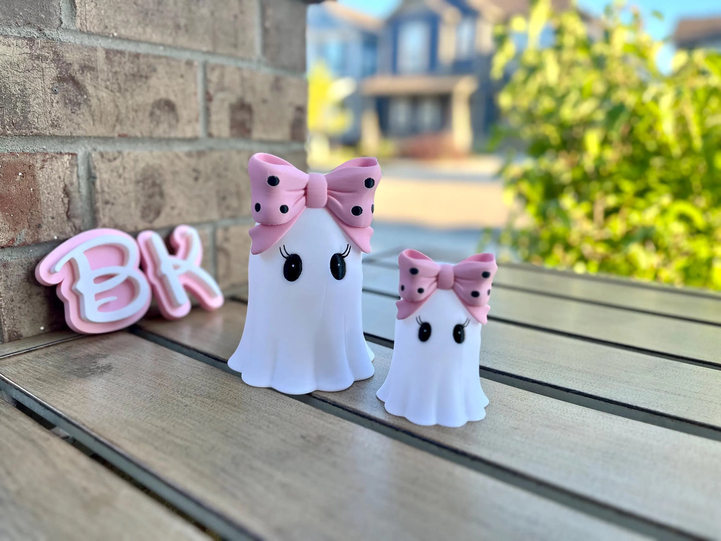 Customizable 3D Printed Halloween Girly Ghost Tea Light Holder with Bow