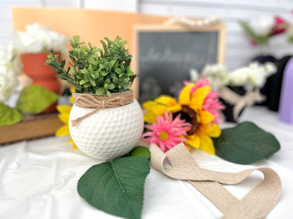 Golf Ball Planter: Desk Organizer & Decor for Golfers - Unique Miniature Flowerpot Gift