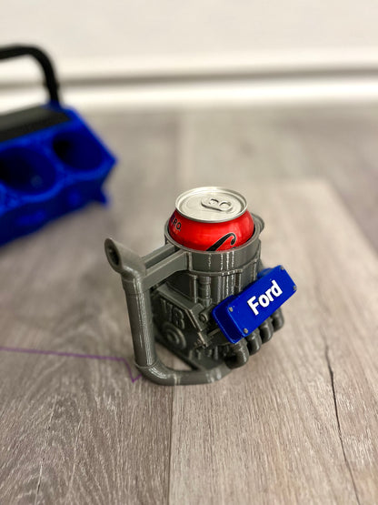 V6 Engine Can Holder: Custom Automotive Gift for Car Enthusiasts | FREE Headers | Matching Cup
