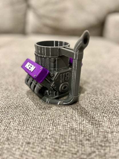 V6 Engine Can Holder: Custom Automotive Gift for Car Enthusiasts | FREE Headers | Matching Cup