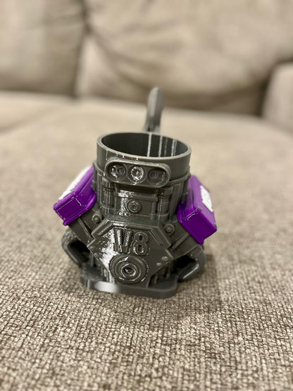 V8 Engine Cup Hoder: Custom Car Accessory for Automotive Enthusiasts & Man Caves