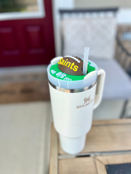 Personalized Football Tumbler Topper: Custom Stanley Cup Accessory for 30oz & 40oz Drinkware