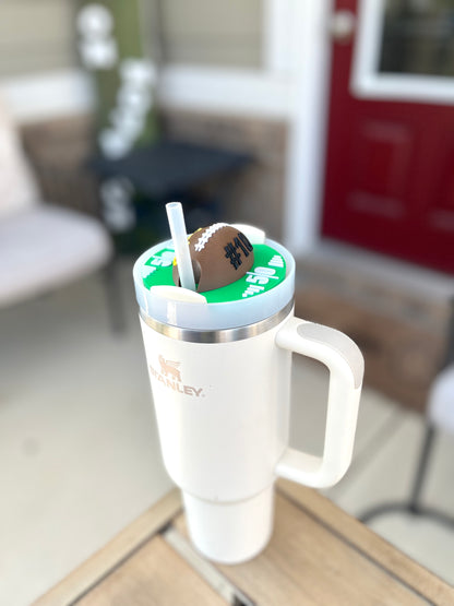 Personalized Football Tumbler Topper: Custom Stanley Cup Accessory for 30oz & 40oz Drinkware