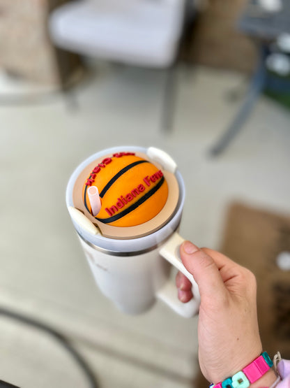 Personalized Basketball Tumbler Topper: Custom Stanley Cup Accessory for 30oz & 40oz Drinkware