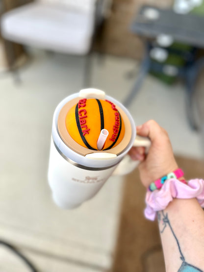 Personalized Basketball Tumbler Topper: Custom Stanley Cup Accessory for 30oz & 40oz Drinkware
