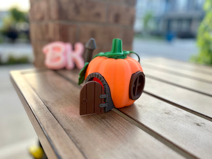 Enchanting Fairy Pumpkin Cottage: Miniature Garden House with Functional Door