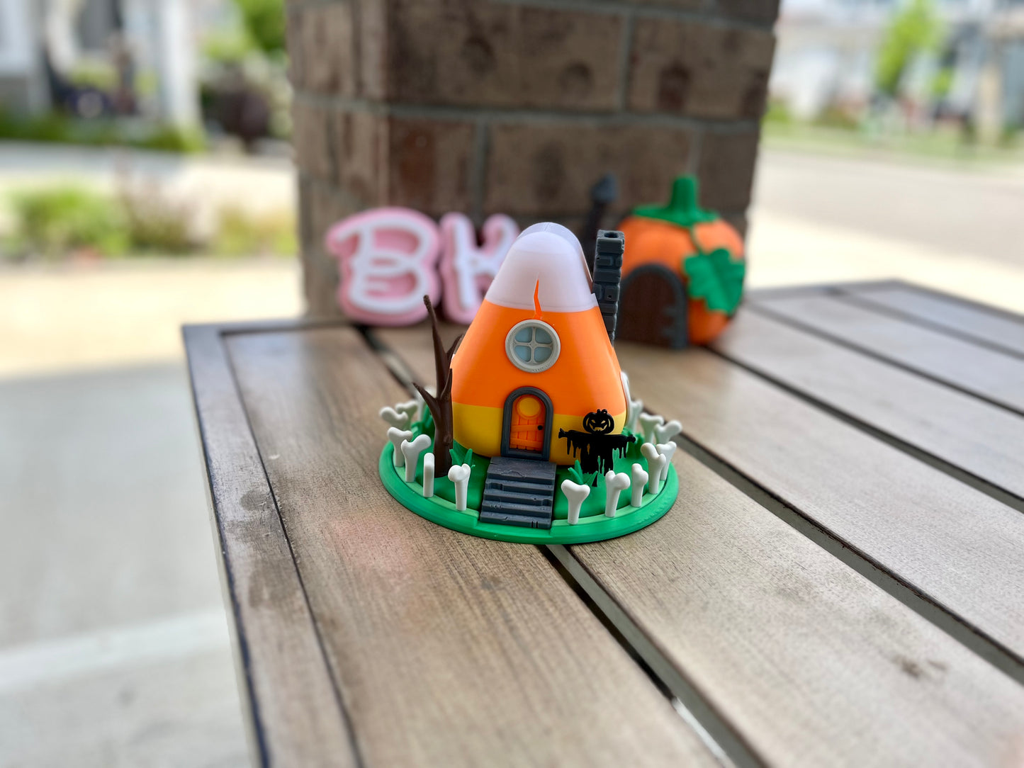 Spooky Halloween Fairy House: Cracked Candy Corn Miniature for Haunted Village Decor