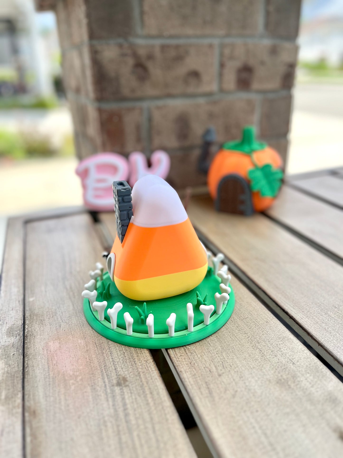 Spooky Halloween Fairy House: Cracked Candy Corn Miniature for Haunted Village Decor