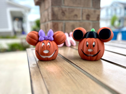 3D Printed Mouse-Inspired Pumpkin with the Classic Bow: Whimsical Fall Decor for Halloween & Autumn Celebrations
