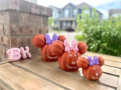 3D Printed Mouse-Inspired Pumpkin with the Classic Bow: Whimsical Fall Decor for Halloween & Autumn Celebrations