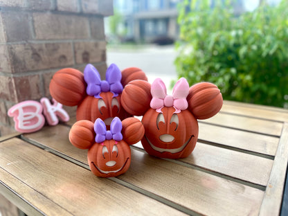3D Printed Mouse-Inspired Pumpkin with the Classic Bow: Whimsical Fall Decor for Halloween & Autumn Celebrations