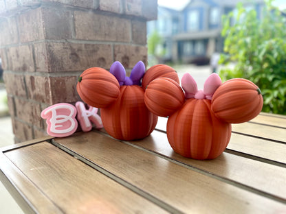 3D Printed Mouse-Inspired Pumpkin with the Classic Bow: Whimsical Fall Decor for Halloween & Autumn Celebrations