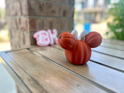 3D Printed Mouse Pumpkin Decor: Light-Up Halloween Decoration with Bow | Tea Light Included!