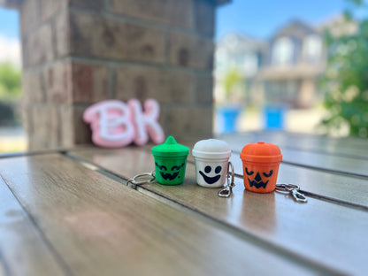 Spooky 3D Printed Halloween Boo Bucket Keychain Clickers - Trick-or-Treat Accessory Set