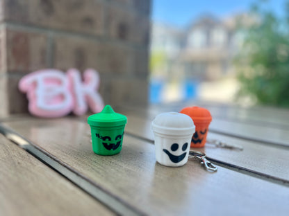 Spooky 3D Printed Halloween Boo Bucket Keychain Clickers - Trick-or-Treat Accessory Set