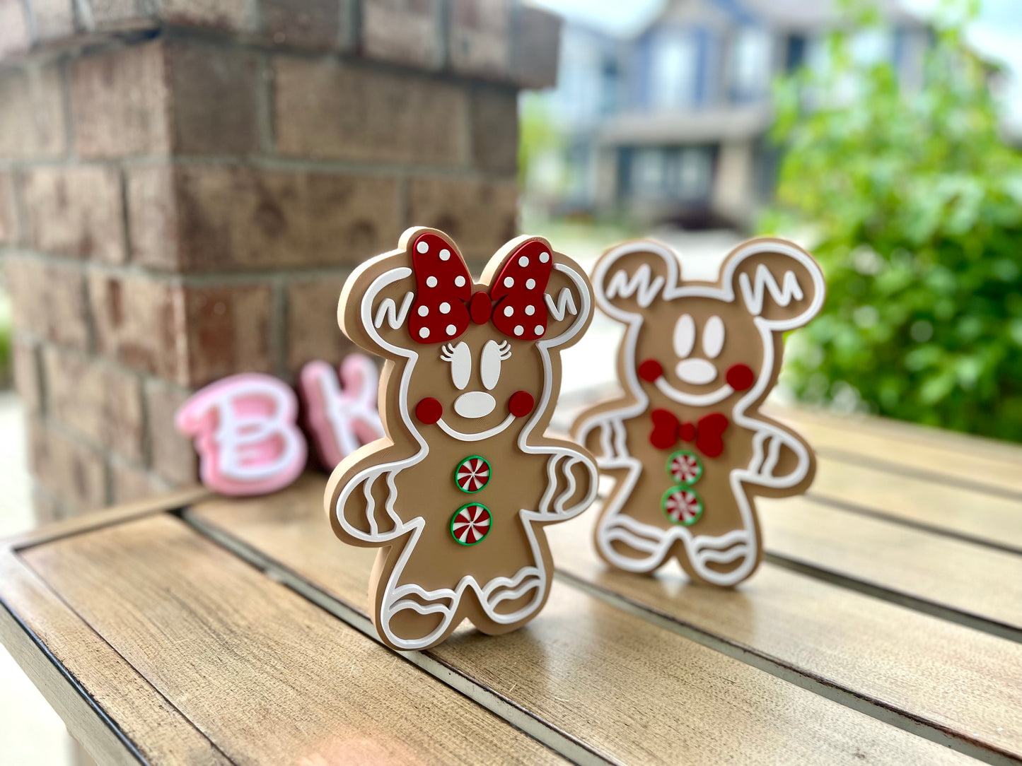 Minnie and Mickey-Inspired Gingerbread Couple 3D Printed Figurines - Holiday Decor