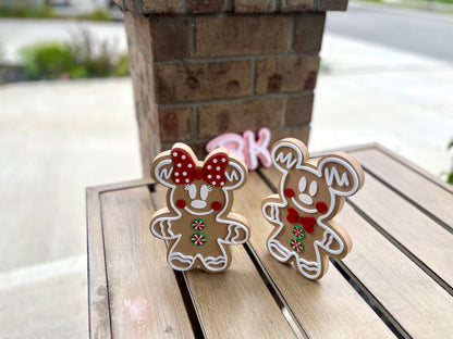 Minnie and Mickey-Inspired Gingerbread Couple 3D Printed Figurines - Holiday Decor