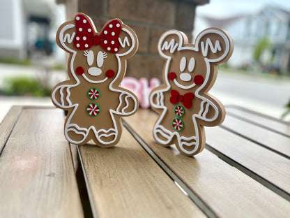 Minnie and Mickey-Inspired Gingerbread Couple 3D Printed Figurines - Holiday Decor