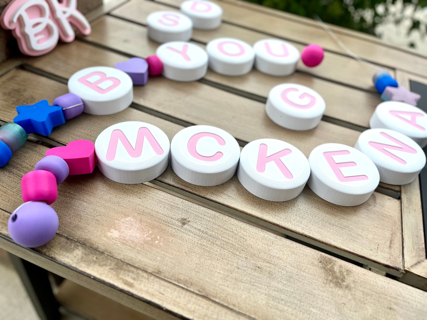 Personalized Jumbo 3D Printed Friendship Bracelet Beads - Custom Letters & Shapes for Creative Eco-Friendly Decor