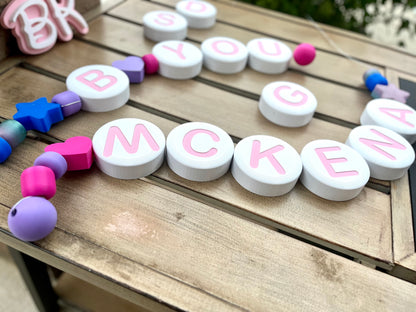 Personalized Jumbo 3D Printed Friendship Bracelet Beads - Custom Letters & Shapes for Creative Eco-Friendly Decor
