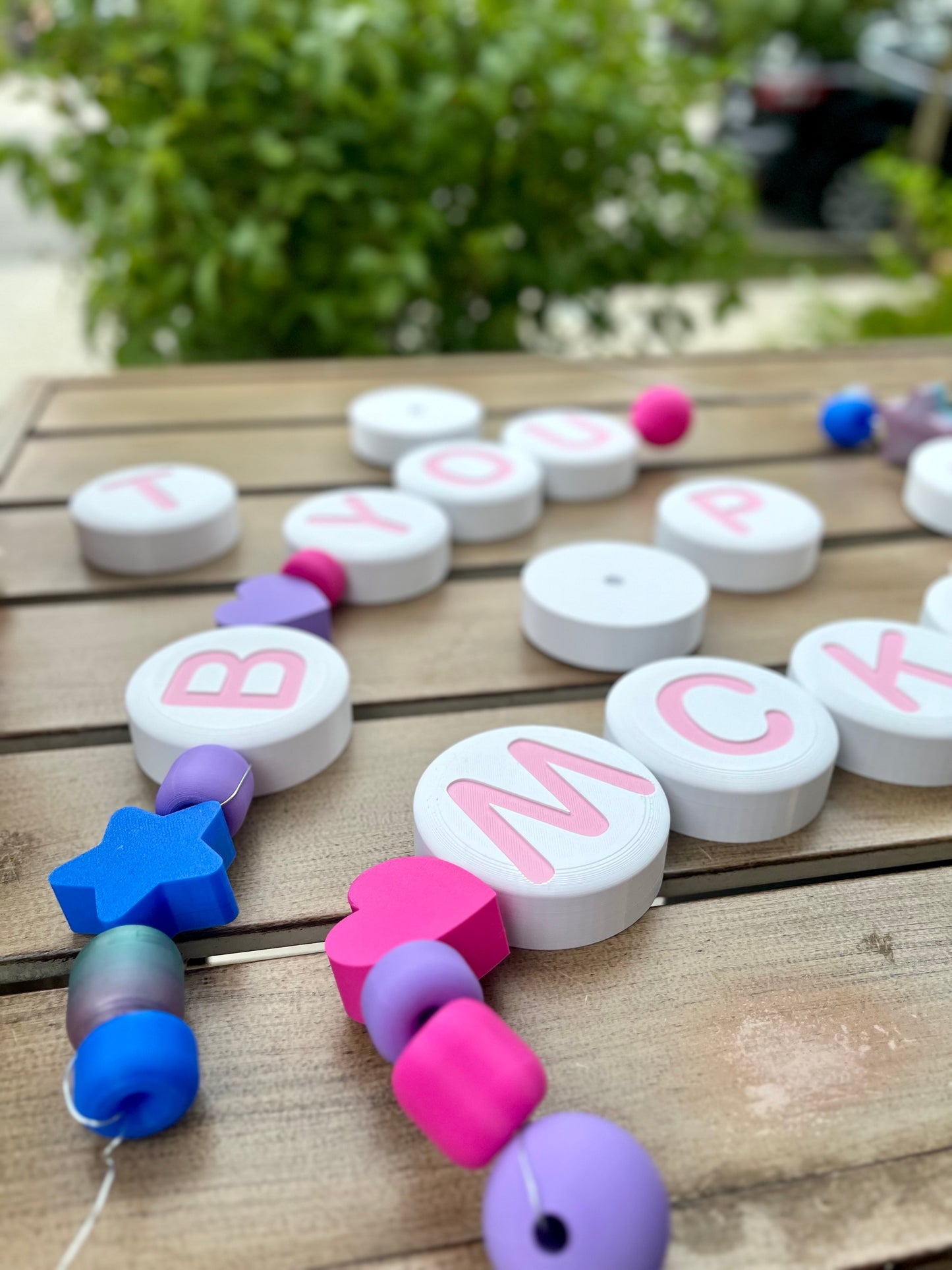 Personalized Jumbo 3D Printed Friendship Bracelet Beads - Custom Letters & Shapes for Creative Eco-Friendly Decor