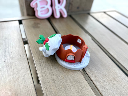 Enchanting Cinnamon Roll Fairy House Tea Light Holder - Festive Christmas Fruit Cake Decoration