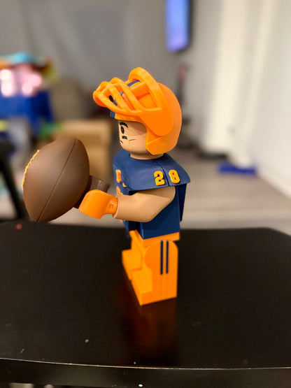 Personalized 3D Printed Football Player Figurine with Accessories - Custom Sports Collectible