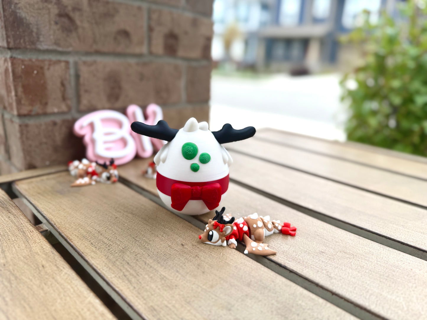 3D Printed Reindeer Dragon with Egg | Holiday Edition Flying Dragon Buddy