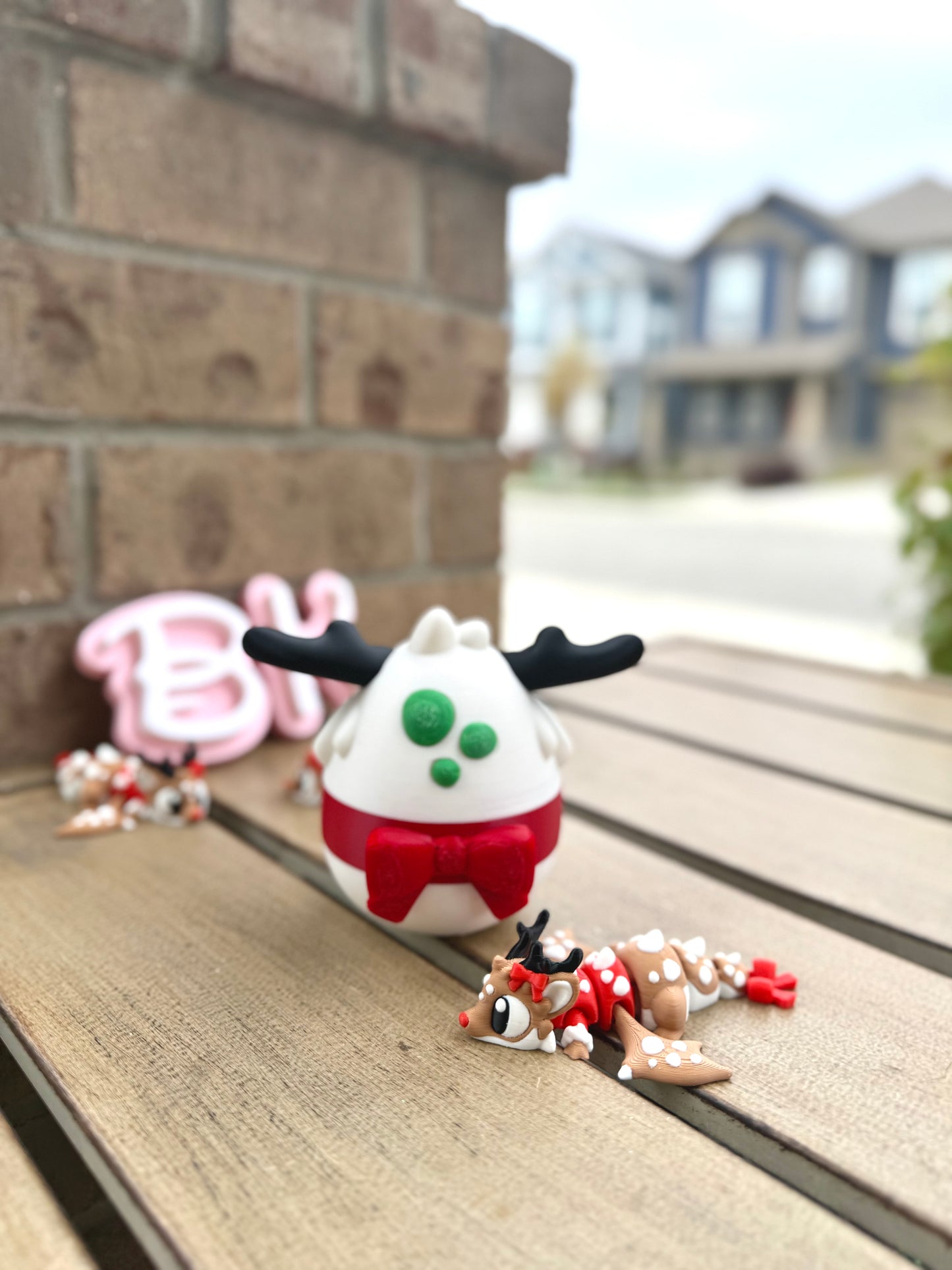 3D Printed Reindeer Dragon with Egg | Holiday Edition Flying Dragon Buddy