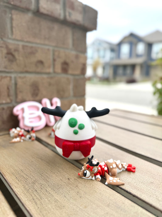 3D Printed Reindeer Dragon with Egg | Holiday Edition Flying Dragon Buddy