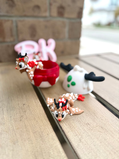 3D Printed Reindeer Dragon with Egg | Holiday Edition Flying Dragon Buddy
