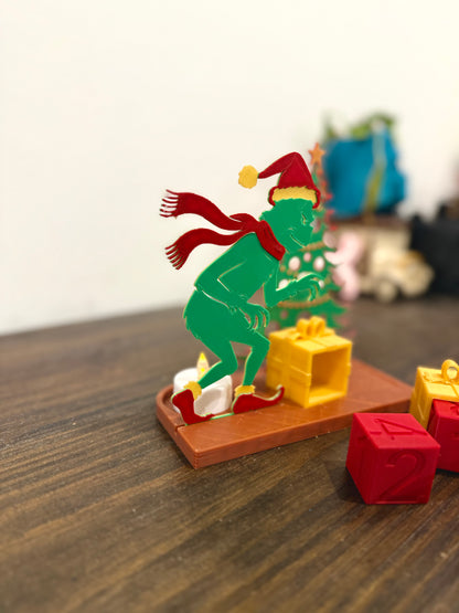 3D Printed Grinch-Inspired Christmas Countdown Tea Light Decor