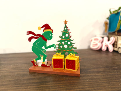 3D Printed Grinch-Inspired Christmas Countdown Tea Light Decor
