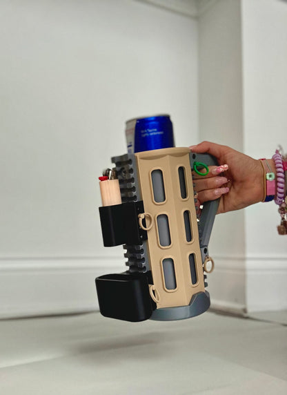 War-Style Cup Holder with Modular Storage | Custom Grenade-Style Drink Holder