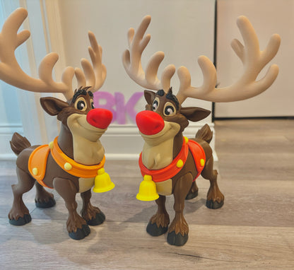 Oversized 3D Printed Red-Nosed Reindeer Holiday Display (18")