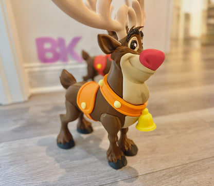 Oversized 3D Printed Red-Nosed Reindeer Holiday Display (18")
