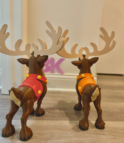 Oversized 3D Printed Red-Nosed Reindeer Holiday Display (18")